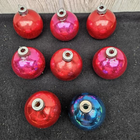Vintage 2" Mixed Lot of 8 Glass Christmas Ornaments Shiny Brite Rauch MCM Retro - Picture 4 of 9